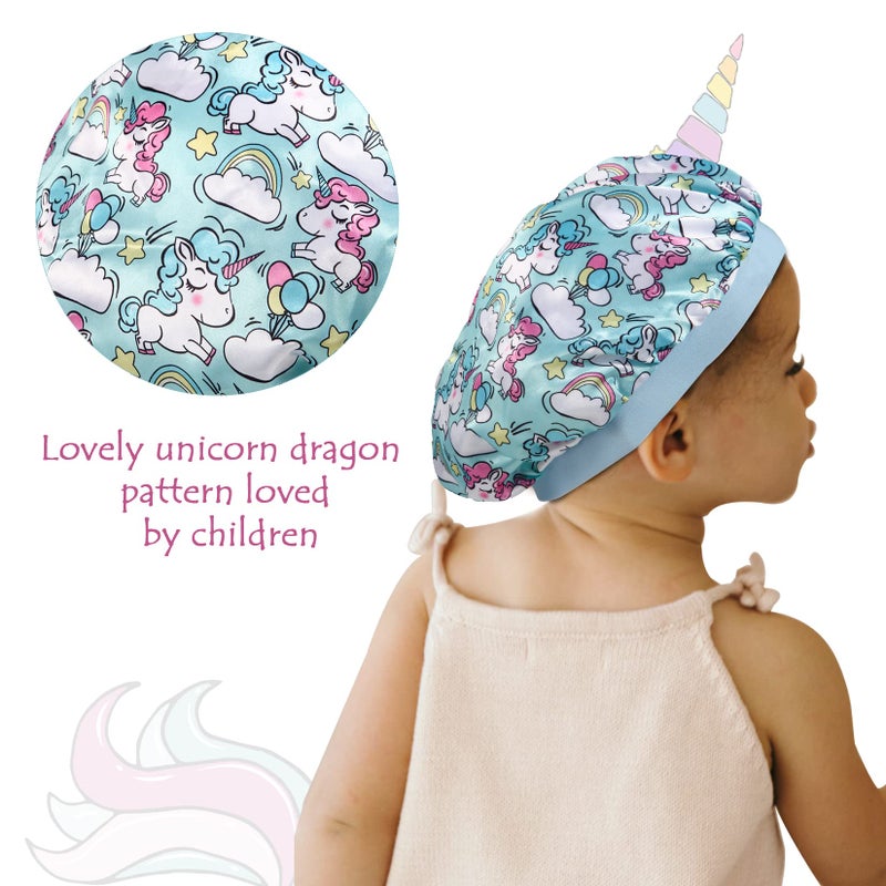 Selalu 4 Pcs Silk Bonnet for Sleeping Kids Bonnets for Girls Baby Satin Sleep Cap Hair Wraps for Curly Natural Hair Elastic Wide Band - Image 2