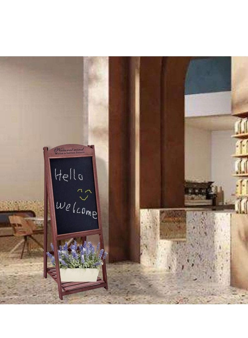 LINGWEI Wooden Hand Writing Black Board with Flower Pot Holder 42x111x42cm - Image 2