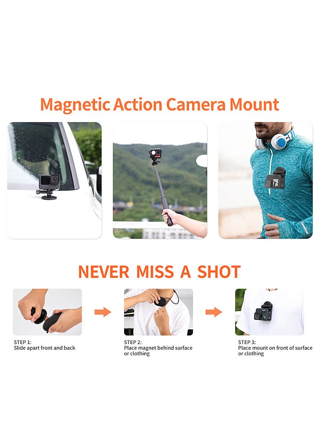 UURIG - Magnetic Sports Camera Neck Holder Mount Quick Release with 1/4 Inch Screw Adapter Lanyard Replacement for GoPro Hero 11/10/9/8 DJI Insta360 Sports Cameras - Image 1