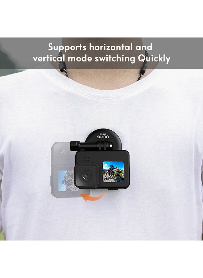 UURIG - Magnetic Sports Camera Neck Holder Mount Quick Release with 1/4 Inch Screw Adapter Lanyard Replacement for GoPro Hero 11/10/9/8 DJI Insta360 Sports Cameras - Image 1