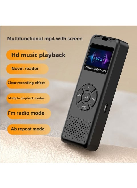 مع شاشة مشغل MP3/MP4 Walkman وقلم تسجيل بلوتوث ومشغل موسيقى FM واستماع جديد - لون الجسم: أسود مع شاشة [تسجيل موسيقى رواية راديو متعدد الوظائف] - سعة الذاكرة: 8 جيجابايت [جودة صوت hifi Hd + مكبر صوت مغناطيسي]