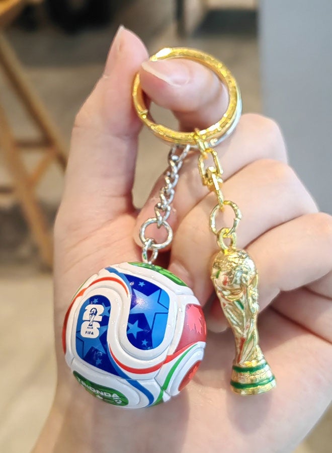 كأس العالم لكرة القدم الكرة سلسلة المفاتيح مجموعة، كرة القدم سلسلة المفاتيح، كأس العالم الكأس سلسلة المفاتيح مع حبل التشويش - Image 2