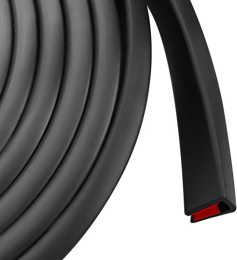 Protalwell Rubber Edge Trim, Self Adhesive U Channel Edge Trim, U Shaped Trim for Plywood, Glasses, Mirror, Flexiglass, Sharp Edge Parts, Size 1/4" (6mm), Length 20Ft, Black Color, Peel and Stick Plastic Trims - Image 1