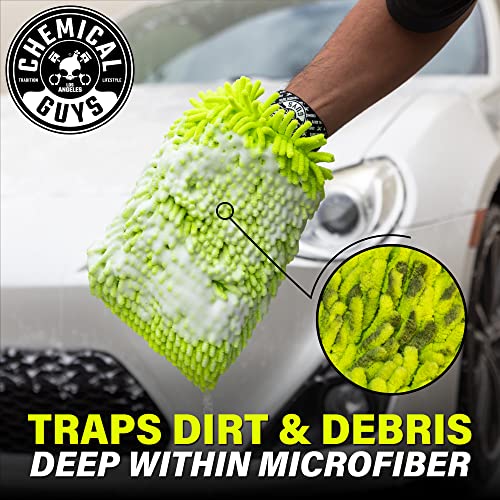 Chemical Guys MIC49302 Chenille Premium Scratch-Free Microfiber Wash Mitt, Lime Green, 9.6" x 2.3" x 7" (2 Pack) - Image 4