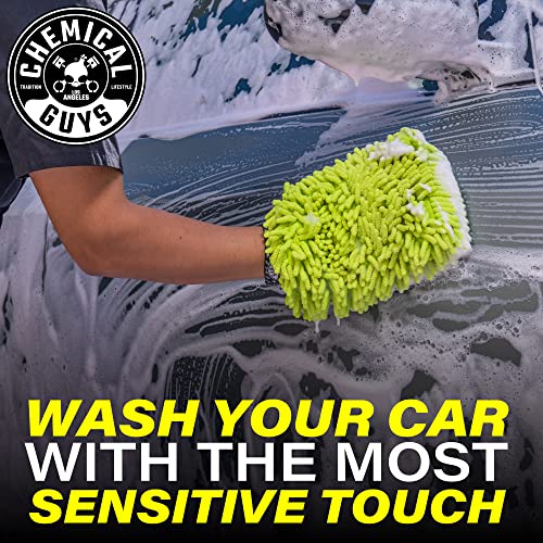 Chemical Guys MIC49302 Chenille Premium Scratch-Free Microfiber Wash Mitt, Lime Green, 9.6" x 2.3" x 7" (2 Pack) - Image 2