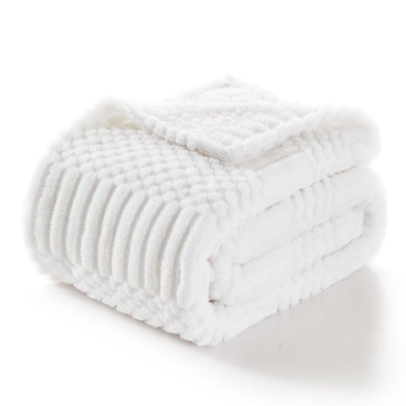 lifein Fall Throw Blanket for Couch-Soft White Boho Bed Throw Blanket Fleece Cozy Blanket for Autumn Cute White Fluffy Lightweight Blankets&Throws for Sofa Chair Home Decor Woman Man(50x60 White) - Image 1