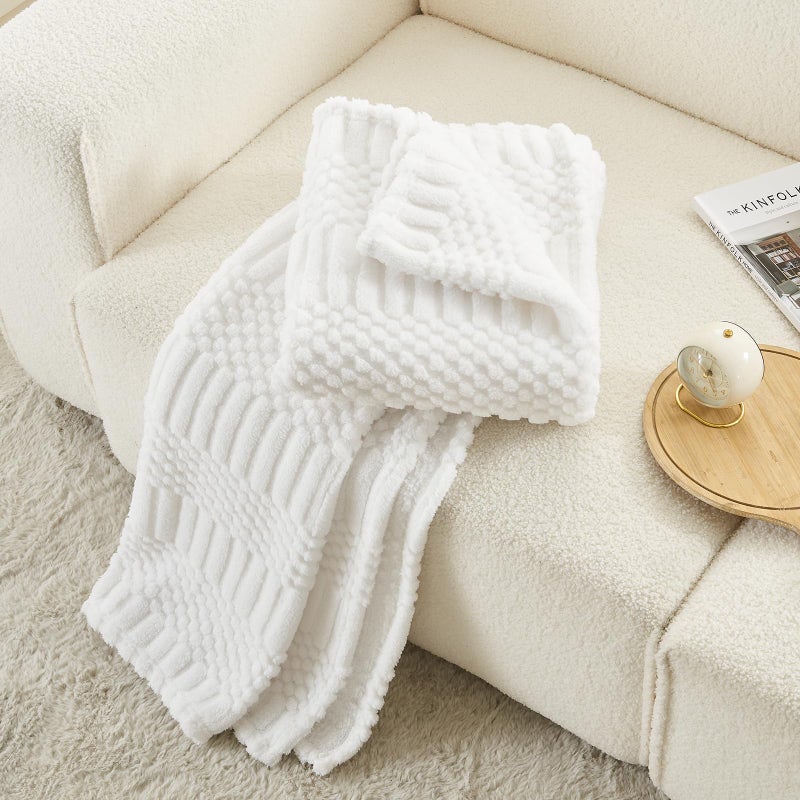 lifein Fall Throw Blanket for Couch-Soft White Boho Bed Throw Blanket Fleece Cozy Blanket for Autumn Cute White Fluffy Lightweight Blankets&Throws for Sofa Chair Home Decor Woman Man(50x60 White) - Image 2