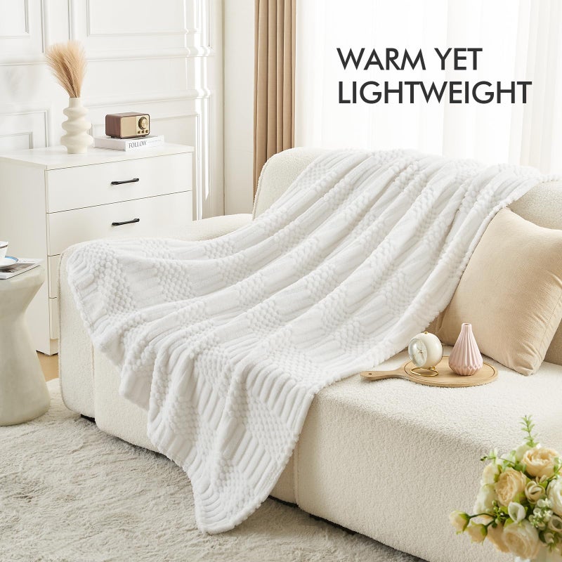 lifein Fall Throw Blanket for Couch-Soft White Boho Bed Throw Blanket Fleece Cozy Blanket for Autumn Cute White Fluffy Lightweight Blankets&Throws for Sofa Chair Home Decor Woman Man(50x60 White) - Image 3