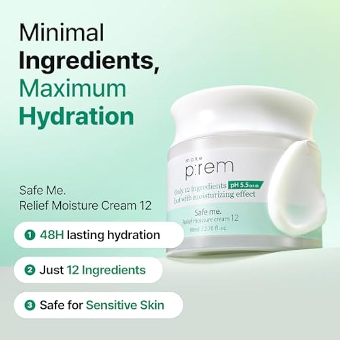 MAKEP:REM MAKE P:REM Safe Me. Relief Moisture Cream 12, Clinically Proven 48-Hour Hydration, Minimal Ingredients, EWG Green, Korean Skin Care, 2.70 fl.oz. (80ml) - Image 2