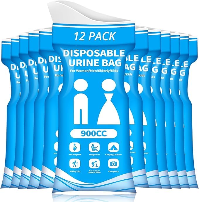 Hexwell Disposable Urine Bag, 12 PCS Pee Bags for Travel for Women/Men, 900ML Emergency Portable Urinal Bag and Vomit Bags, Unisex Urinal Bag for Camping, Traffic Jams, Pregnant, Patient, Kids (12) - Image 1