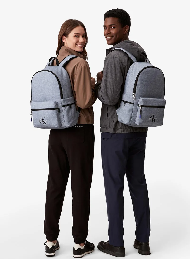 Heathered Monologo Embroidery Dome Backpack with Laptop Sleeve