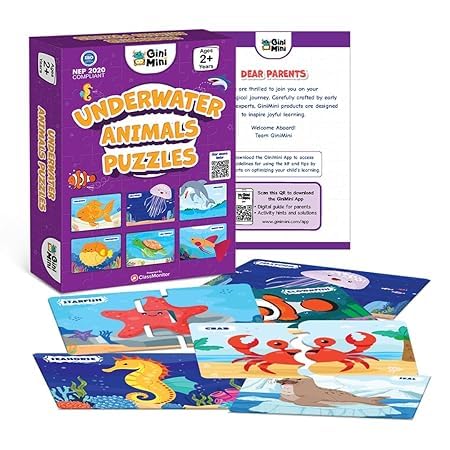 GiniMini Underwater Animals Puzzle for Kids 2 3 4 5 Years | Educational 2 Piece Puzzle for Memory & Motor Skills | Return & Birthday Gifts for Boys & Girls - Image 2