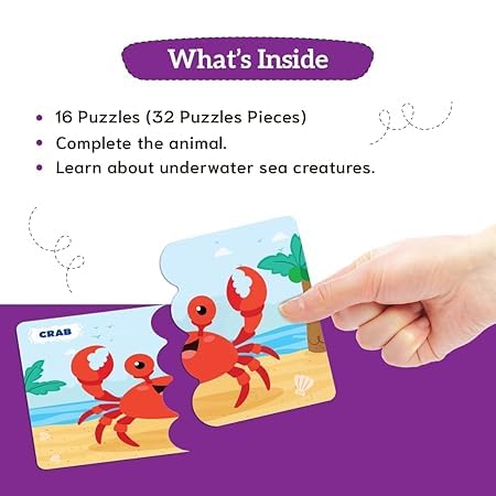 GiniMini Underwater Animals Puzzle for Kids 2 3 4 5 Years | Educational 2 Piece Puzzle for Memory & Motor Skills | Return & Birthday Gifts for Boys & Girls - Image 3