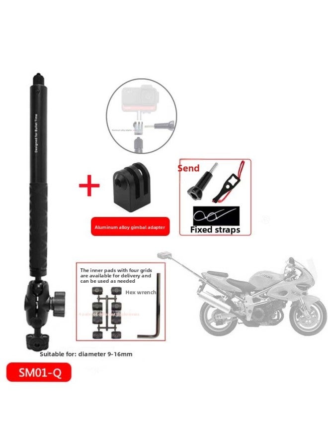 Generic Motorcycle Bracket For Insta360one R X2 Panoramic Camera Invisible Selfie Stick Third Person Riding-Color:SM01-Q + Aluminum Alloy Pan/tilt Adapter - Image 1
