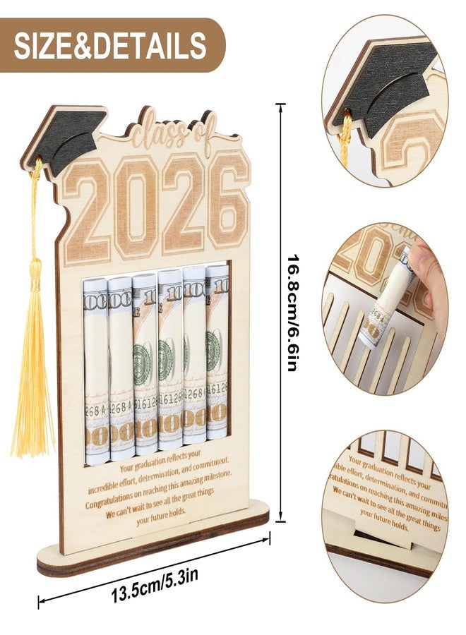 Sereliy Graduation Money Holder, Wooden Class of 2026 Cash Gift Display, Graduation Money Cash Holder Stand for High School & College Graduates, Creative Graduation Keepsake for Cash - Image 3