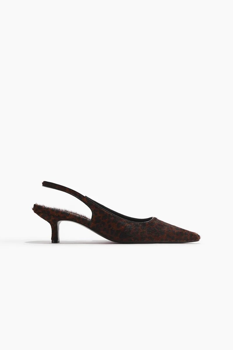 H&M Kitten-heeled leather slingbacks