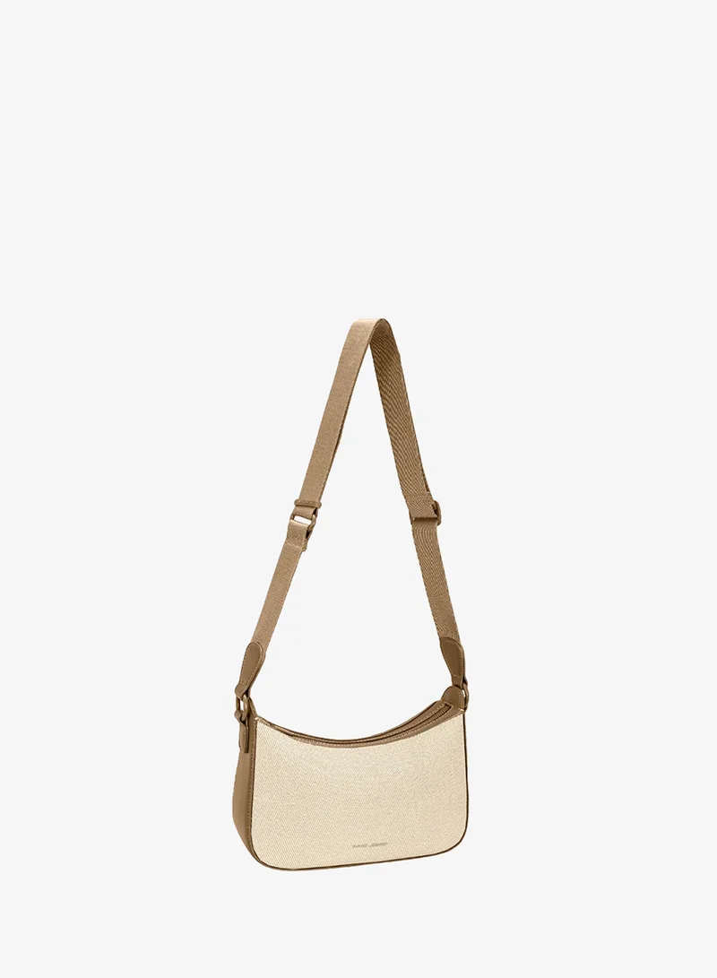 David Jones Oatmeal Beige David Jones new weave style essentials shoulder bag- vintage classic cross body bag from France in model cm7735- Dual weaver everyday bag for Women | Best Price UAE