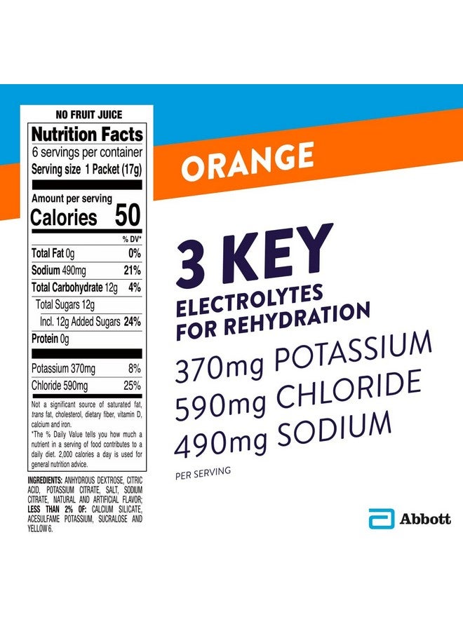 Pedialyte Electrolyte Powder Packets, Orange, Hydration Drink, 18 Single-Serving Powder Packets - Image 5