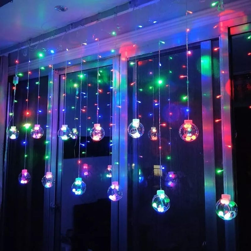 The Purple Tree Multicolor Wish Ball Orbs LED Curtain Lights for Christmas Wedding, Window, Festive, 2.5 m, Globe Curtain Lights (Pack of 1) Christmas Lights - Image 2