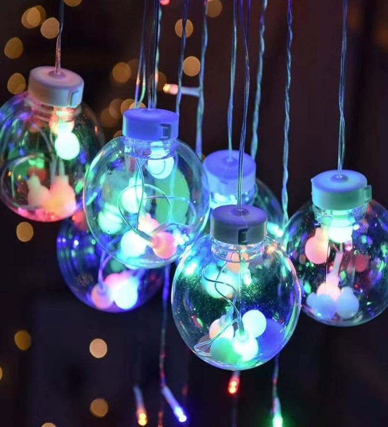 The Purple Tree Multicolor Wish Ball Orbs LED Curtain Lights for Christmas Wedding, Window, Festive, 2.5 m, Globe Curtain Lights (Pack of 1) Christmas Lights - Image 4