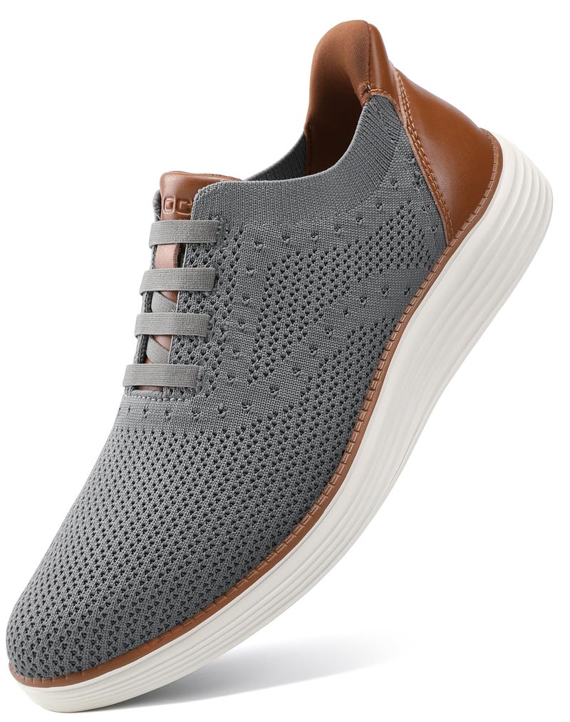 VILOCY Mens Casual Dress Tennis Shoes Slip on Walking Shoes Fashion Sneakers Hands Free Breeze Business Oxfords Mesh Comfortable Lightweight Breathable Grey,EU43 - Image 1