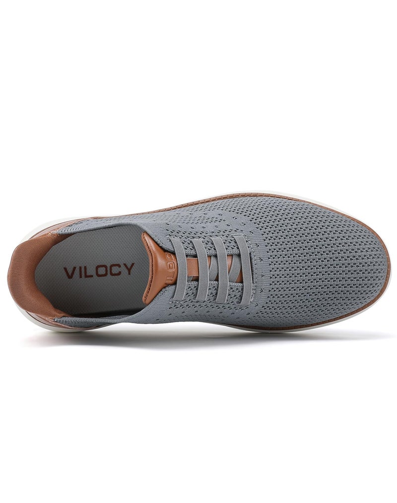 VILOCY Mens Casual Dress Tennis Shoes Slip on Walking Shoes Fashion Sneakers Hands Free Breeze Business Oxfords Mesh Comfortable Lightweight Breathable Grey,EU43 - Image 3