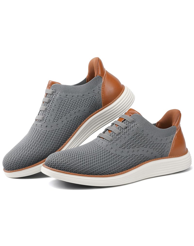 VILOCY Mens Casual Dress Tennis Shoes Slip on Walking Shoes Fashion Sneakers Hands Free Breeze Business Oxfords Mesh Comfortable Lightweight Breathable Grey,EU43 - Image 5
