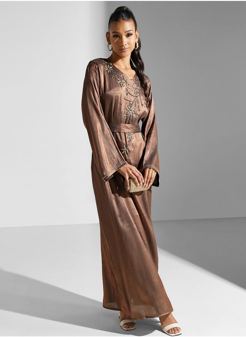 hayas closet - Embellished Belted Jalabiya - Image 1