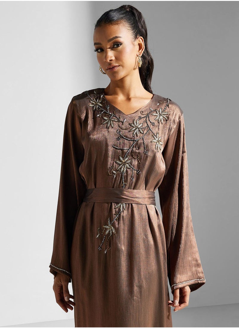 hayas closet - Embellished Belted Jalabiya - Image 1