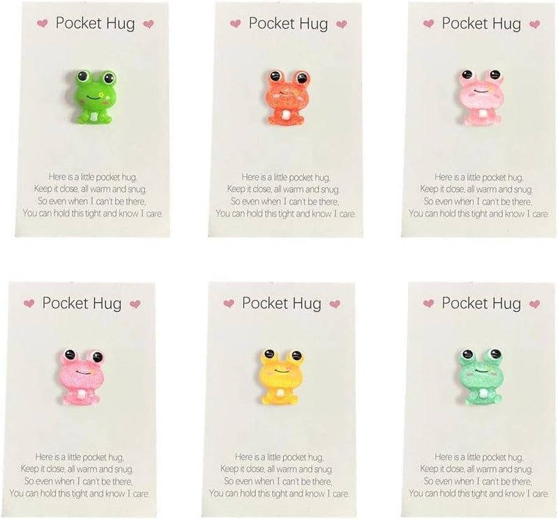 Galepromot Frog Pocket Hug Heart with Greeting Cards,Mini Cute Frog Pocket Hug Decoration,Adorable Encouragement Greeting Card (Light Blue Frog) - Image 3