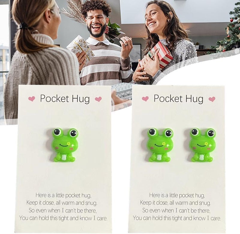 Galepromot Frog Pocket Hug Heart with Greeting Cards,Mini Cute Frog Pocket Hug Decoration,Adorable Encouragement Greeting Card (Light Blue Frog) - Image 1