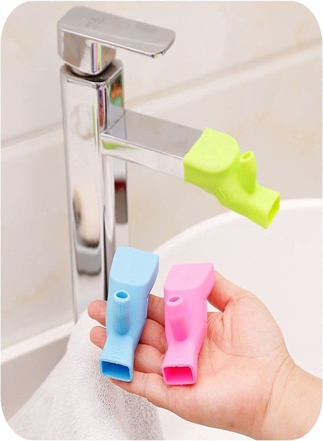 Woffely Pack Of 2 Flexible Silicone Polished Faucet Extension||Tap Extender For Wash Your Face||Faucet Extender For Drink Water||Fauce For Kitchen & Bathroom [Multicolor] - Image 3