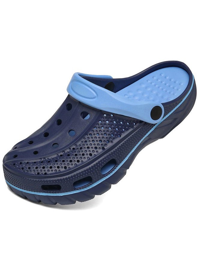 ChayChax Unisex Garden Clogs Casual Beach Slippers Slip-On Mules Shoes Indoor Outdoor for Men and Women, Black Blue, 6-7 Women/5-6 Men - Image 1