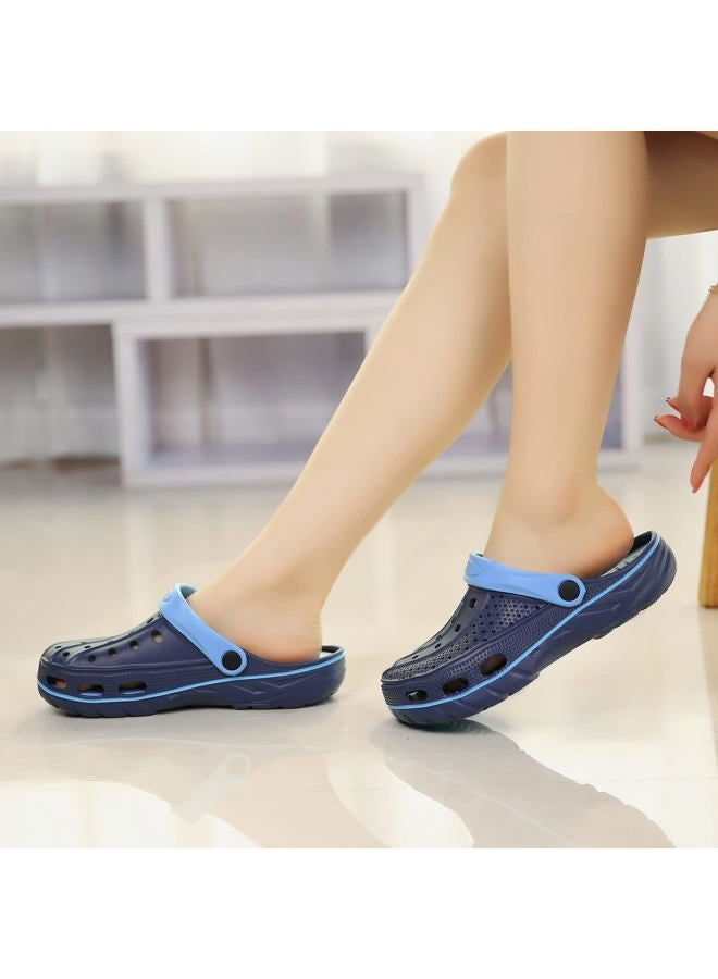 ChayChax Unisex Garden Clogs Casual Beach Slippers Slip-On Mules Shoes Indoor Outdoor for Men and Women, Black Blue, 6-7 Women/5-6 Men - Image 2