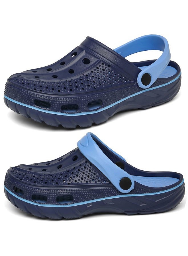 ChayChax Unisex Garden Clogs Casual Beach Slippers Slip-On Mules Shoes Indoor Outdoor for Men and Women, Black Blue, 6-7 Women/5-6 Men - Image 3