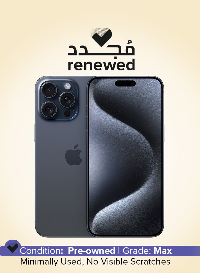 Apple Renewed - iPhone 15 Pro Max 1TB Blue Titanium 5G With FaceTime - USA Version (e-SIM only) - Image 1