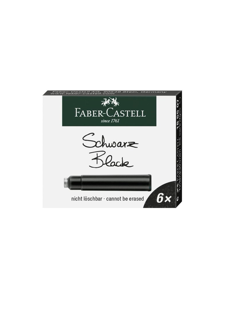 FABER-CASTELL - Faber-Castell Ink Cartridge Packet Of 6X10Pc Black Standard Blue Erasable For Fountain Pens With A Standard Cartridge System Quality Ink Made In Germany 185507 - Image 1
