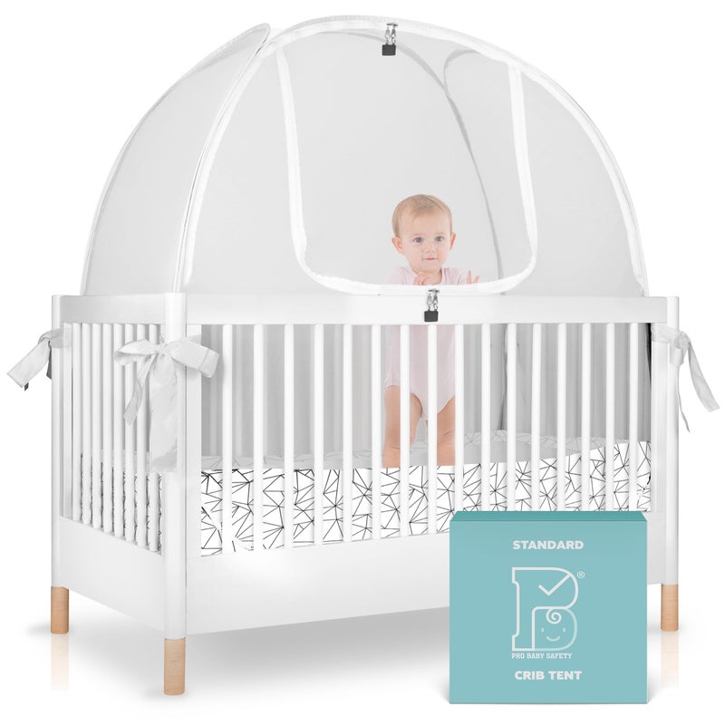 Pro Baby Safety Breathable Mesh Crib Tent to Keep Baby from Climbing Out, Crib Net Canopy with Auto-Lock Zipper and Safety Latch, Crib Net to Keep Baby in, Crib Cover for Safety (Mosquiteros para Cunas de Bebes) - Image 1