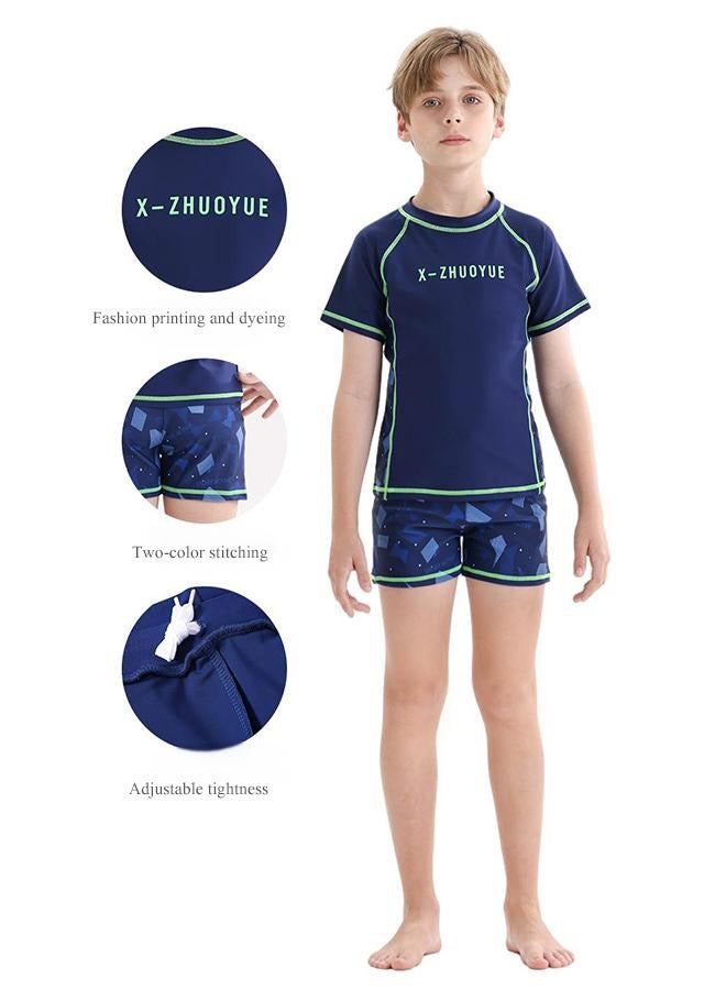Generic Children'S Short-Sleeved Two-Piece Swimsuit Set - Size 3xl (130-140 Cm, 44-52 Kg) Children'S Swimsuit Boys' Two-Piece Sun Protection Swimsuit Boys' Quick-Drying Sun Protection Swimsuit - Image 4