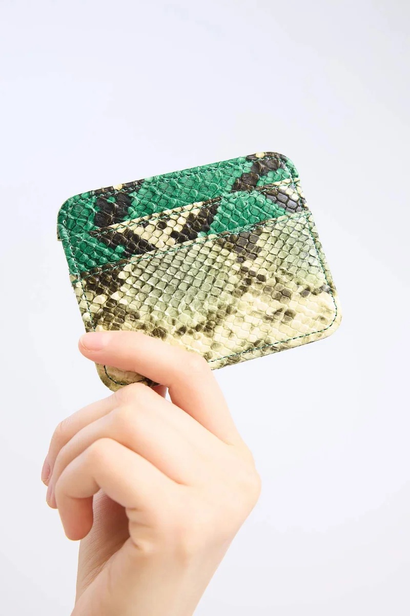 Defacto Woman Snake Pattern Faux Leather Business Card Wallet