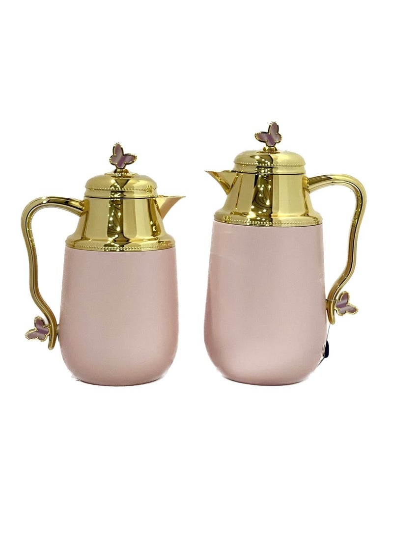 Home Maker 2-Piece  Tea & Coffee Flask Pink / Gold  - Image 2