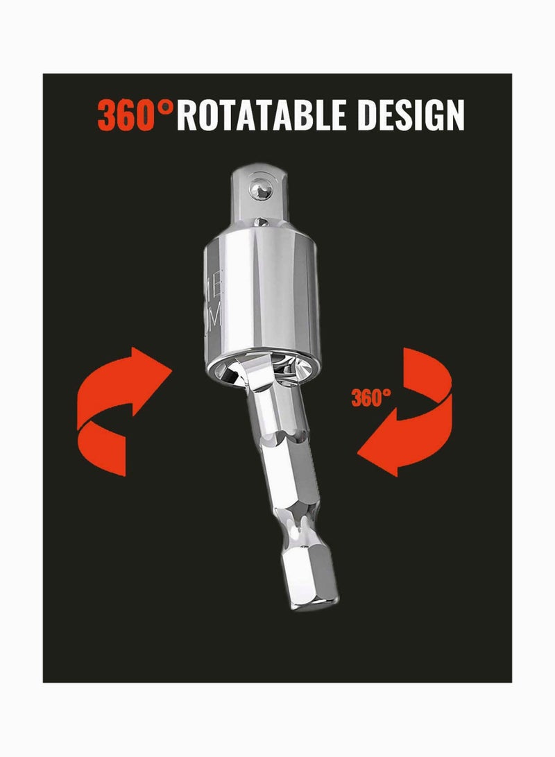 Zikra Power Drill Sockets Adapter Impact Driver Adapter Rotatable Hex Shank Impact Driver Socket Adapter Socket to Drill Adapter 1/4" 3/8" 1/2" Impact Driver Adapter 3-Piece - Image 2