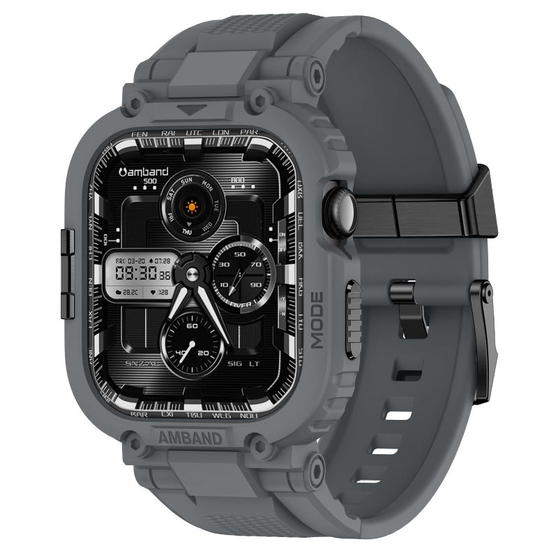 amBand Bands Case Compatible with Apple Watch Series 11/10 46mm, M1 Sport Rugged Heavy Duty Cover Tactical Strap Military Grade Protective Bumper Protector for iWatch 46 mm Men, Gray - Image 1