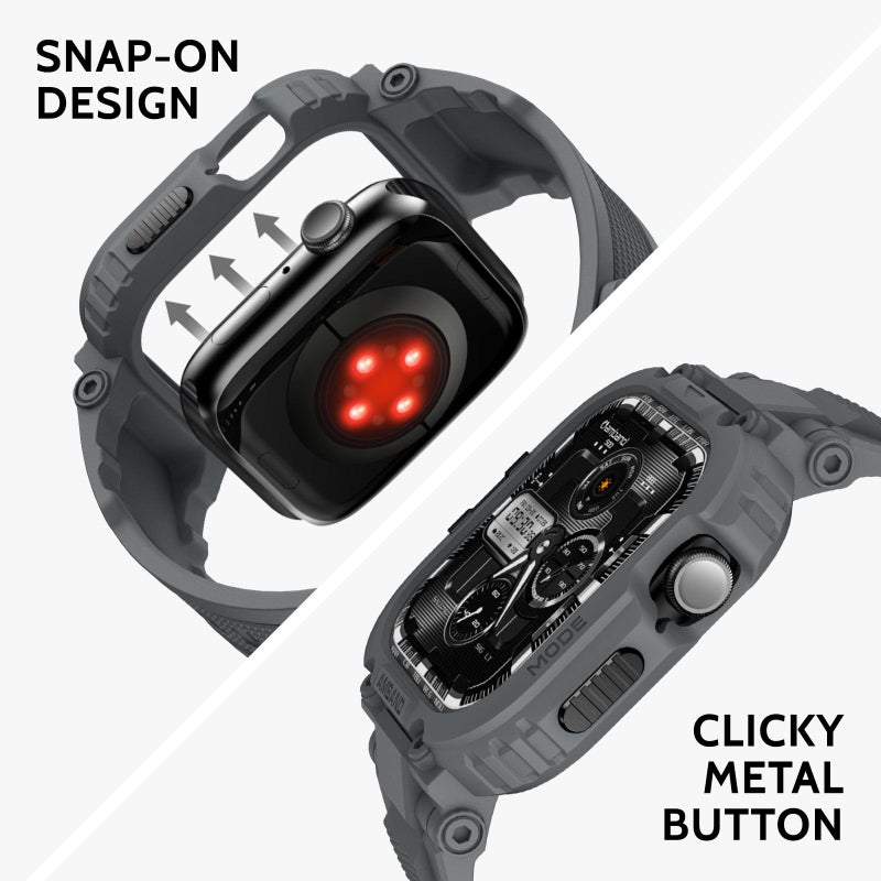 amBand Bands Case Compatible with Apple Watch Series 11/10 46mm, M1 Sport Rugged Heavy Duty Cover Tactical Strap Military Grade Protective Bumper Protector for iWatch 46 mm Men, Gray - Image 5