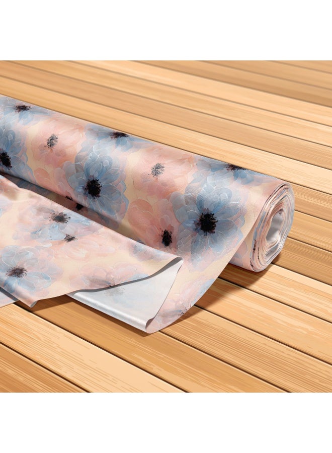 Vellato Al Lail Aramny Silk Fabric By The Yard Peach Blue Floral Jalabiya Makhweer Dressmaking 58 Inches Width - Image 5