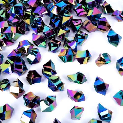 DomeStar 150PCS Iridescent Black Fake Ice, 2.5Cups Acrylic Gems Crystals Black Purple Rocks Diamonds Vase Centerpiece for Vase Fillers Party Table Scatter Wedding Food Display - Image 1