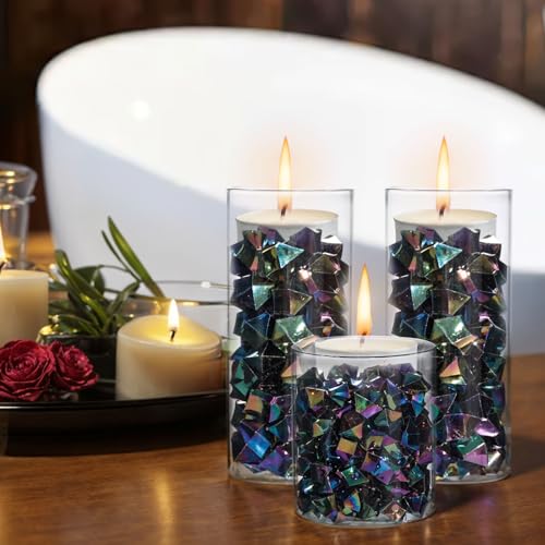 DomeStar 150PCS Iridescent Black Fake Ice, 2.5Cups Acrylic Gems Crystals Black Purple Rocks Diamonds Vase Centerpiece for Vase Fillers Party Table Scatter Wedding Food Display - Image 3