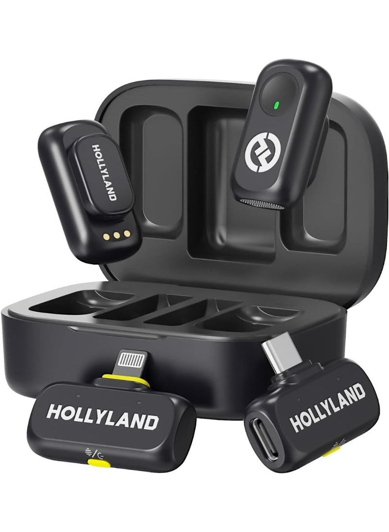 هولي لاند نظام ميكروفون لاسلكي هوليلاند لارك A1 كومبو (Hollyland Lark A1 Combo) لشخصين - ميكروفون لافالير احترافي مع إلغاء الضوضاء، مدى 200 متر، متوافق مع الكاميرات والهواتف الذكية . - Image 1