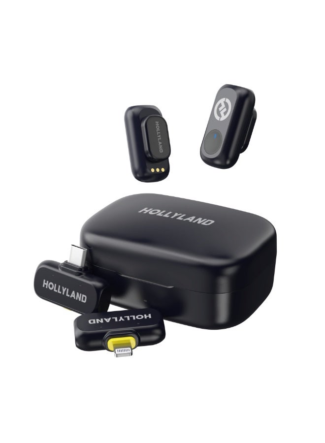 هولي لاند نظام ميكروفون لاسلكي هوليلاند لارك A1 كومبو (Hollyland Lark A1 Combo) لشخصين - ميكروفون لافالير احترافي مع إلغاء الضوضاء، مدى 200 متر، متوافق مع الكاميرات والهواتف الذكية . - Image 2