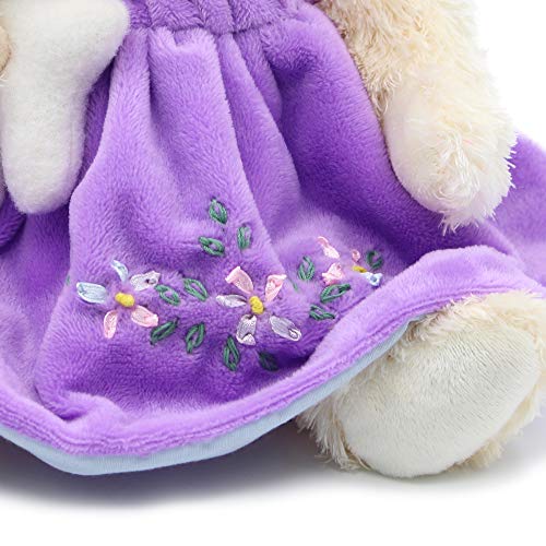 oits cute Oitscute Small Baby Teddy Bear with Cloth Cute Stuffed Animal Soft Plush Toy 10" (Purple Dress with Rabbit) - Image 5